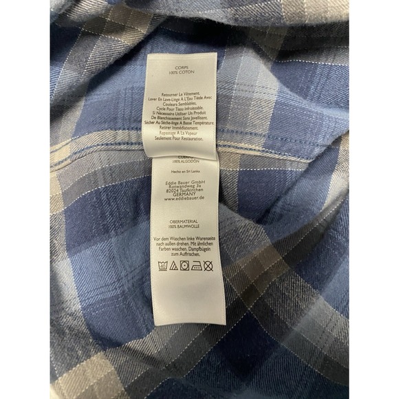 Eddie Bauer Mens TXL Classic Fit Blue Plaid Button Down Shirt - Picture 4 of 11